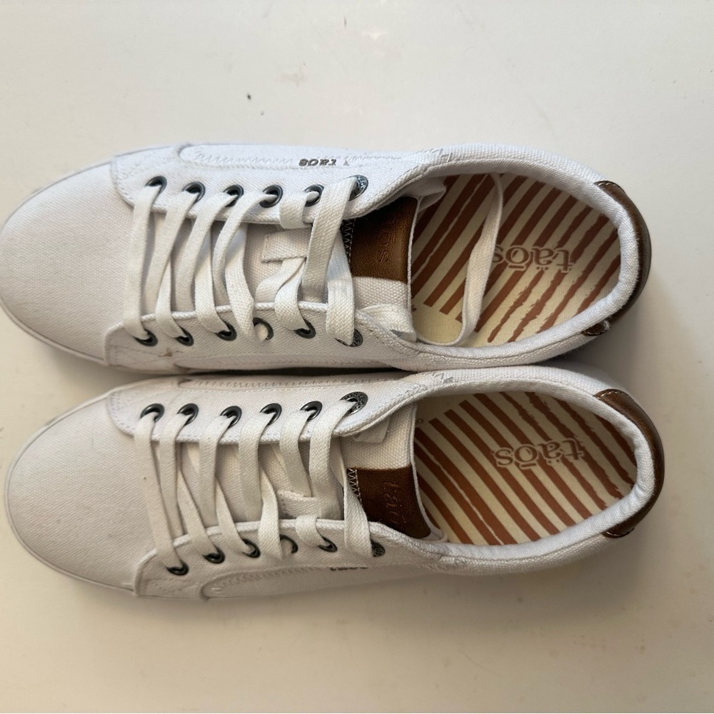 Taos Star Burst Canvas Lace-up Casual SneakerWith Brown Leather Accents Size 9.5 - Picture 4 of 12